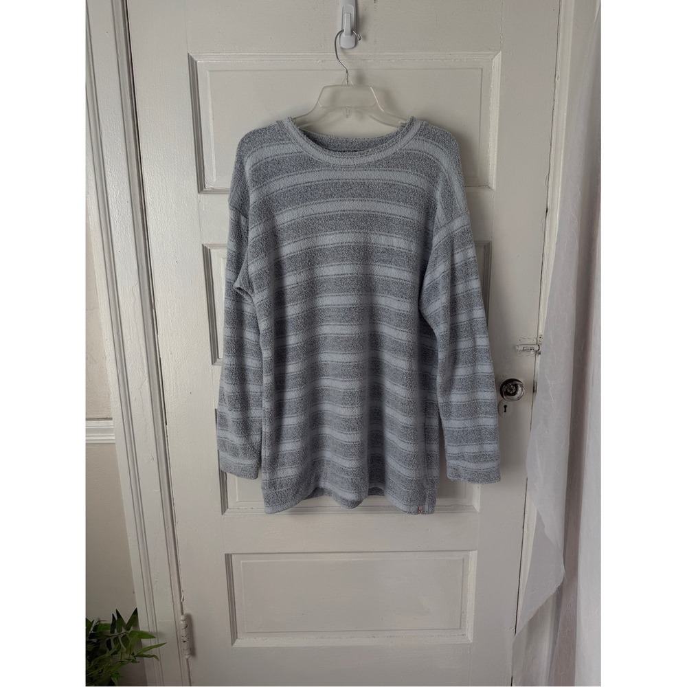 Vineyard Crew Textured Striped Crewneck Sweater Light Blue Gray Cotton Blend XL - Picture 8 of 11